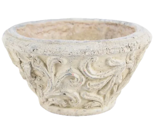 Stone Plant Pot With Raised Relief
