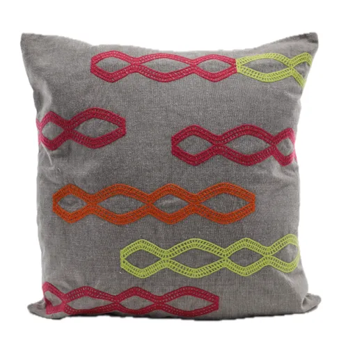 Neon DNA Strands On Ash Grey Field With Solid Grey Three Button Back Throw Pillow 