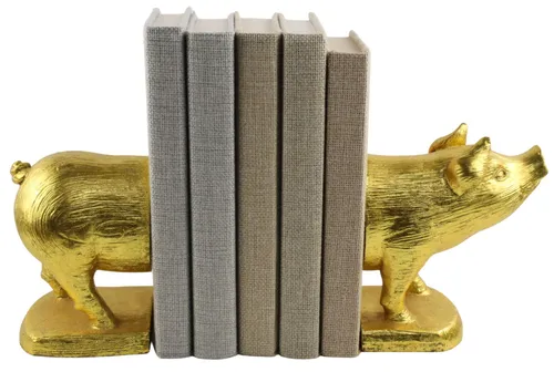 Gold Ceramic Pig Bookend Set