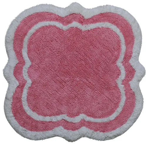 Pink & White Throw Rug 2' W x 2' L