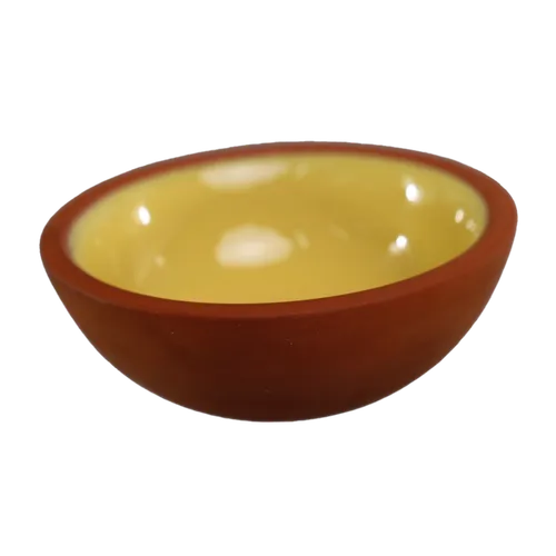Terracotta Pinch Bowl With Yellow Interior
