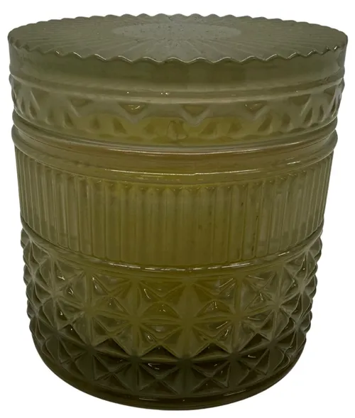 Clear Cream Geometric Facetted Glass Jar Candle With Lid