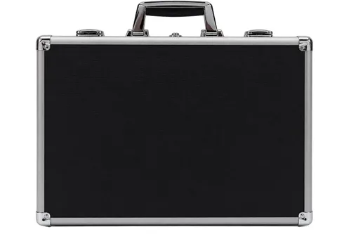 Brushed-chrome Bordered Black Hard-sided Attaché Briefcase