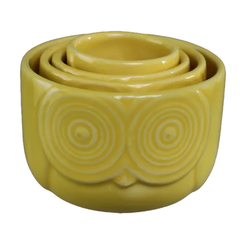 Yellow Owl 4 Piece Measuring Cup Set