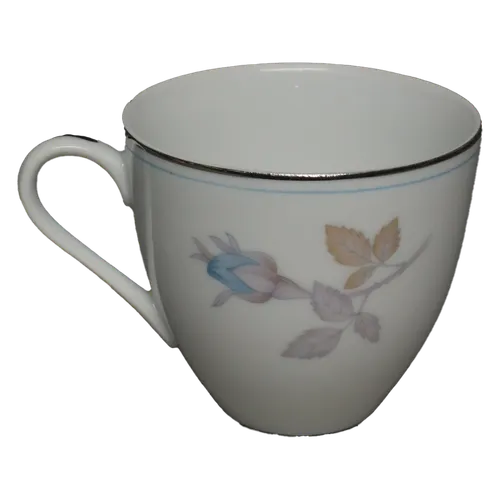 Budding Rose Teacup With Silver Trim