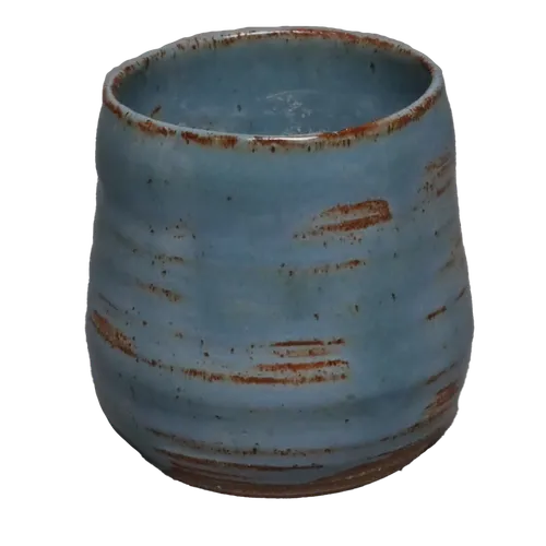 Sky Blue With Rusty Scrapes Ceramic Plant Pot