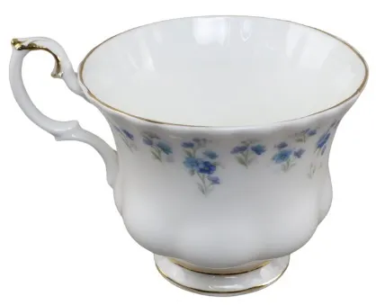 White & Gold With Blue Flowers Porcelain Teacup