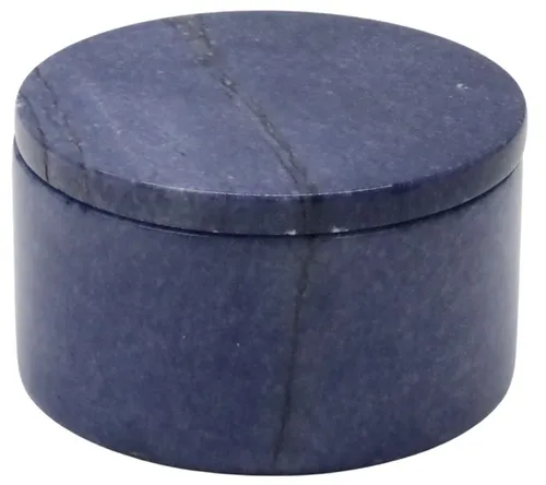Blue Round Marble Box With Lid