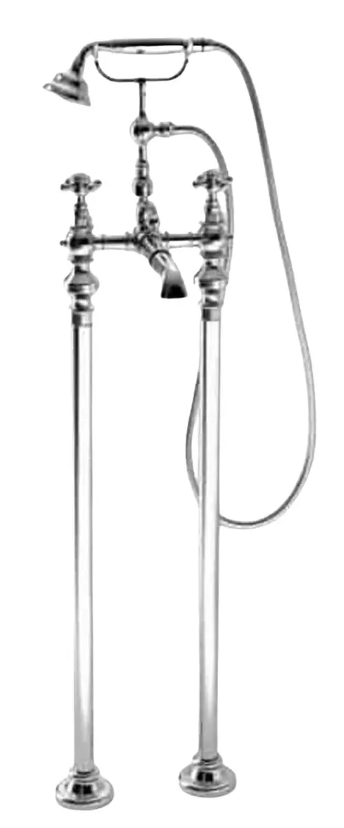 Floor Mount Chrome Bathtub Faucet With Hand Shower