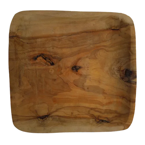 Large Shallow Wood Square Serving Dish