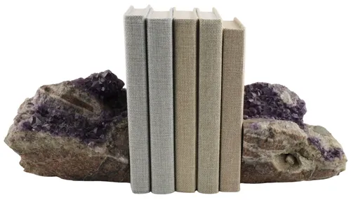 Raw Amethyst Crystal Bookend Set