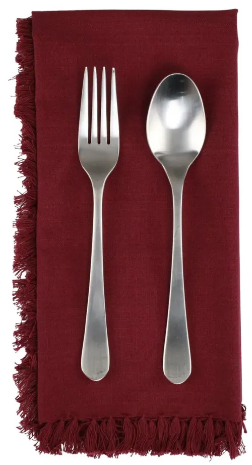 Burgundy With Fringe Trim Napkin