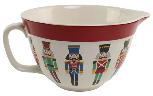 White Ceramic Nutcracker Mixing Bowl With Spout