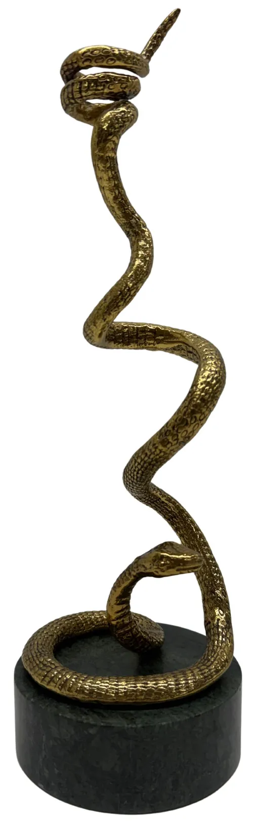 Brass Snake Candle Holder With Marble Base