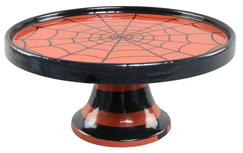 Orange & Black Spiderweb Metal Cake Stand