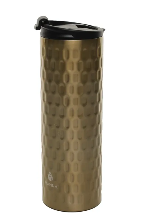 Brushed Gold Dimpled Metal Travel Mug