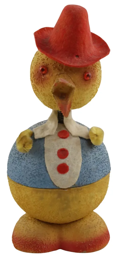 Vintage Papier-Mâché Chicken Bobblehead