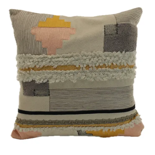 Bohemian Pastel Pink & Grey Abstract Throw Pillow