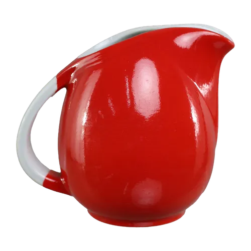 Primary Red Ceramic Pitcher With White Handle