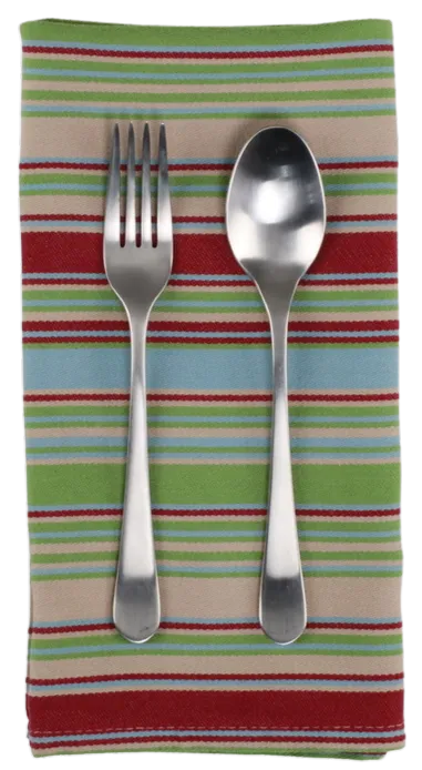 Red & Taupe & Green & Blue Striped Napkin