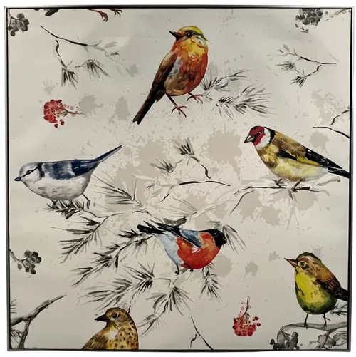 Birds On Canvas With Silver Frame