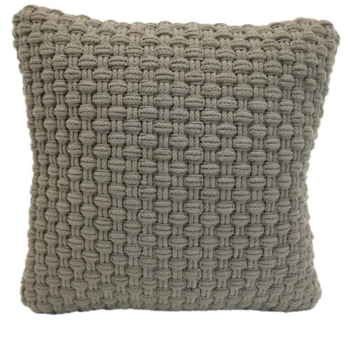Dove Grey Woven Rope Throw Pillow