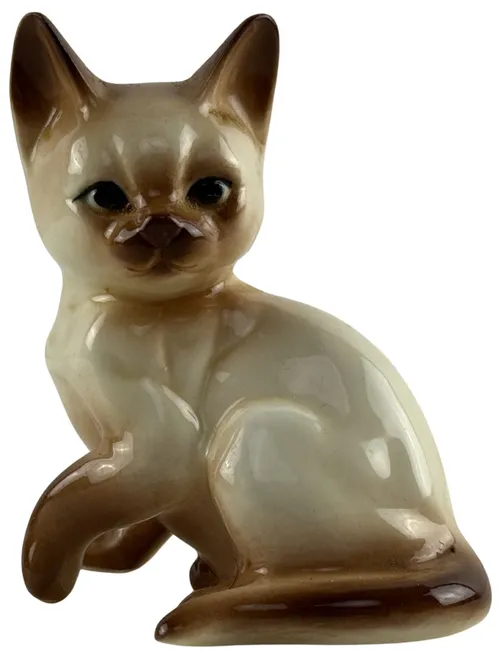 Porcelain Siamese Cat Figurine