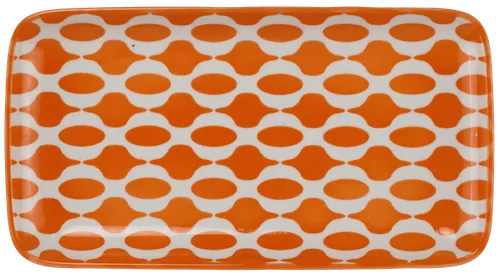 Orange & White Chain Pattern Ceramic Serving Platter