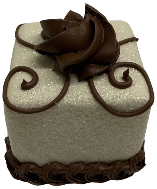 Artificial Vanilla Iced Glitter & Chocolate Icing Square Chocolate Pastry 