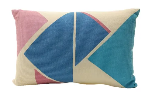 White With Pink & Blue Triangles Throw Pillow