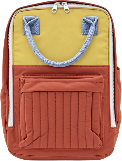 Burnt Orange, Mustard Yellow, Pale Blue Retro-Inspired Backpack