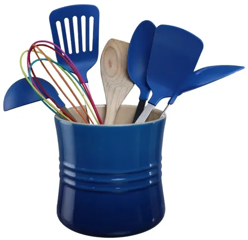 Cobalt Blue Gradient Utensil Holder With 7 Utensils