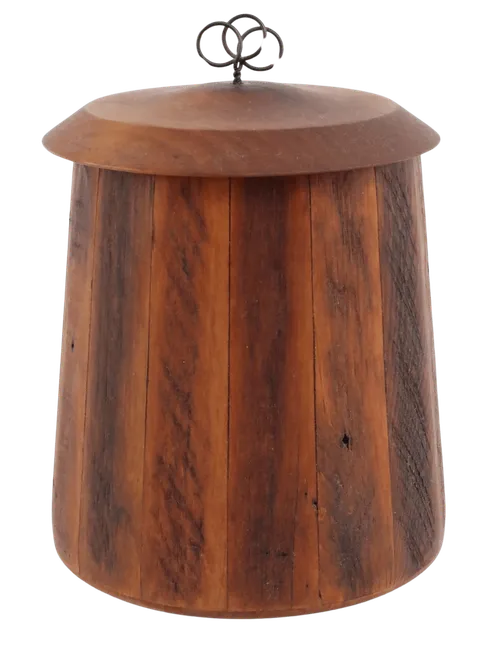 Wood Banded Storage Canister With Lid
