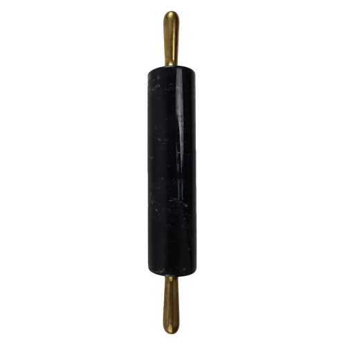 Black Marble With Brass Handles Rolling Pin