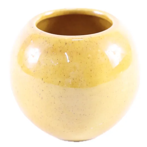 Mustard Globe Glazed Ceramic Plant Pot