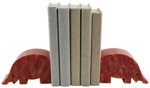Red Jasper Elephant Bookend Set