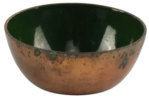 Copper Pinch Bowl With Forest Green Enamel