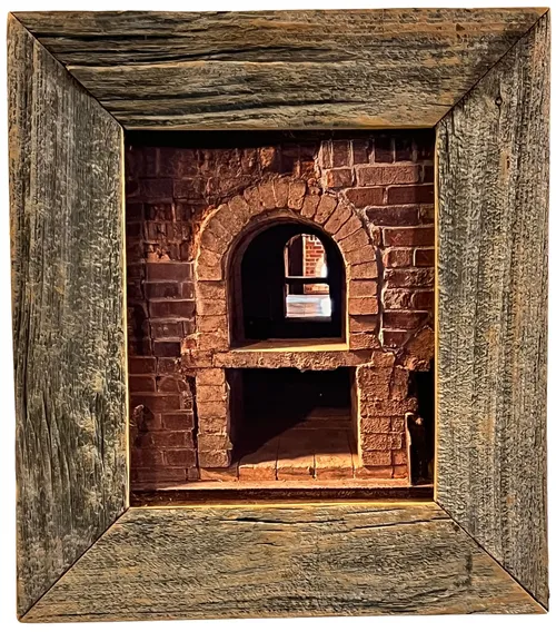 Brick Oven In Rustic Wood Frame