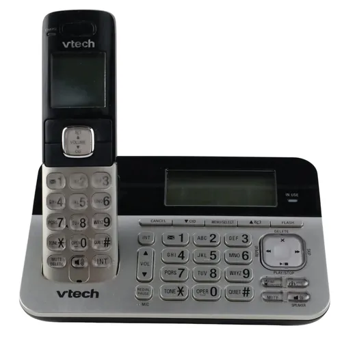 Black & Silver Cordless Phone With Keypad Dock