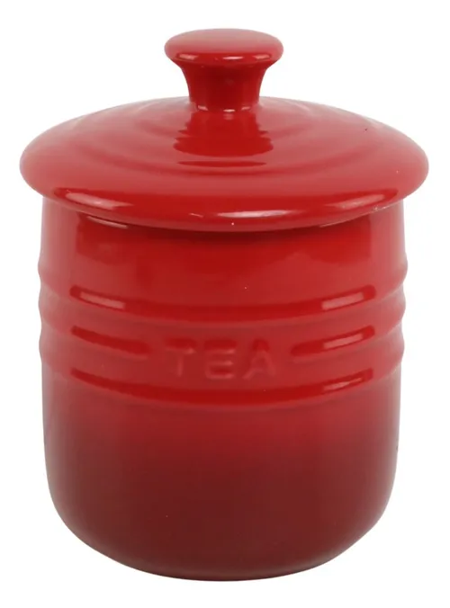 Gradient Red Ceramic Tea Canister With Lid
