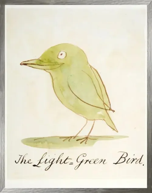 The Light Green Bird In Silver Frame
