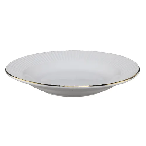 White Ribbed Rim With Gold Edge Bowl