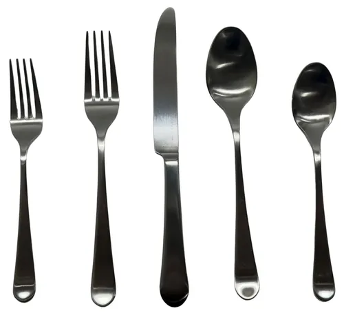 25 Piece Cutlery Set With Brushed Metal Finish & Rounded Handles