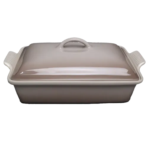 Beige Gradient Rectangular Ceramic Casserole Dish With Lid