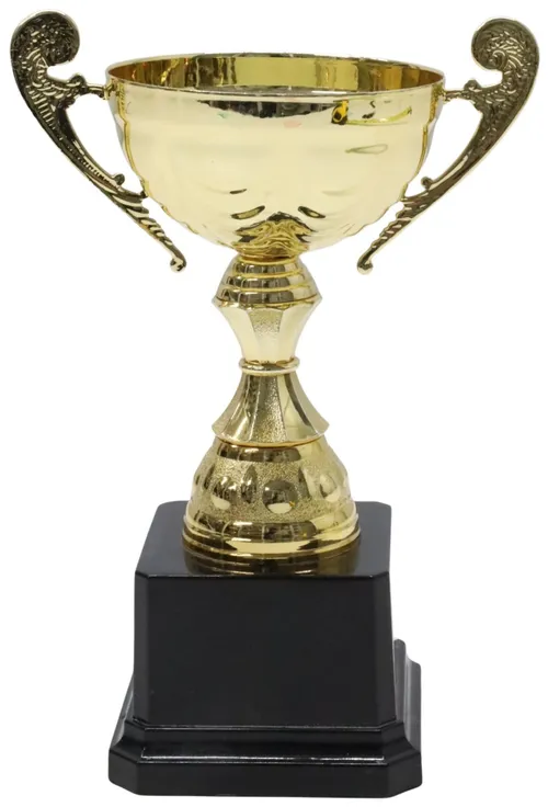 Gold Trophy Cup On Black Tapered Base