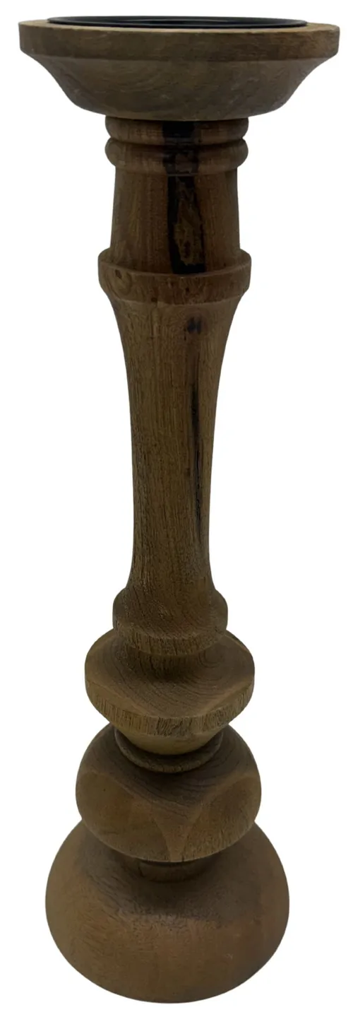 Tall Turned Wood Candle Holder