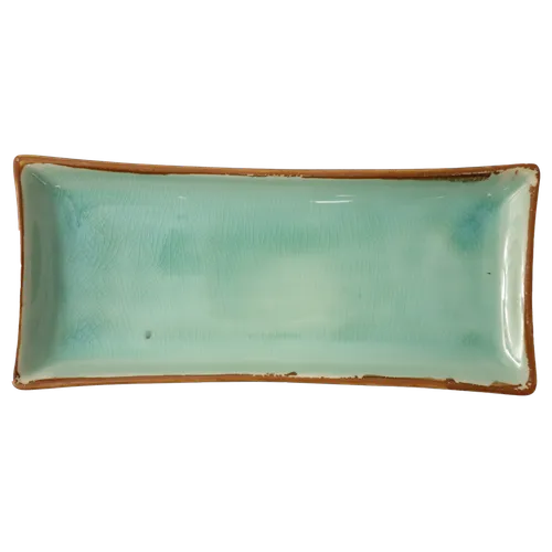 Crackled Sea Foam Rectangular Ceramic Sushi Tray Dish
