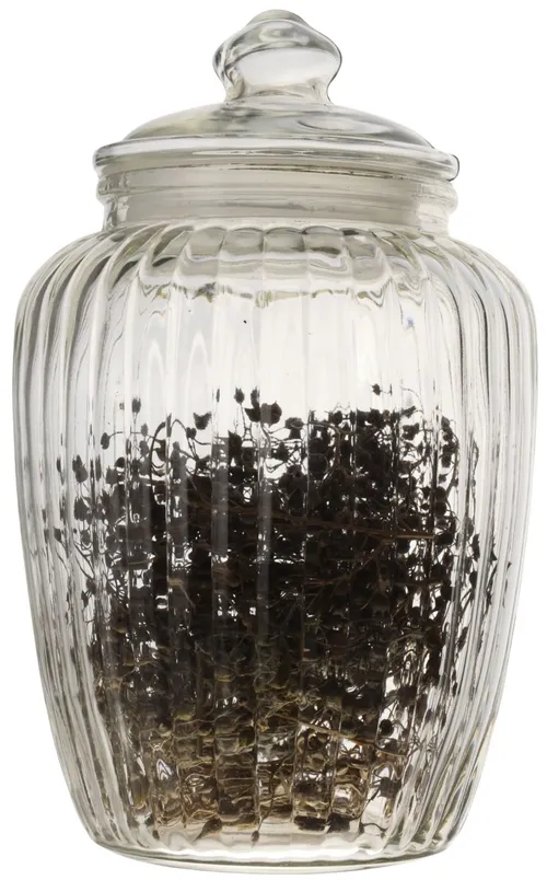 Ribbed Glass Canister With Herbs