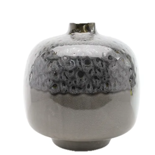 Glazed Gloss Ceramic Blueberry Grey Drip Vase