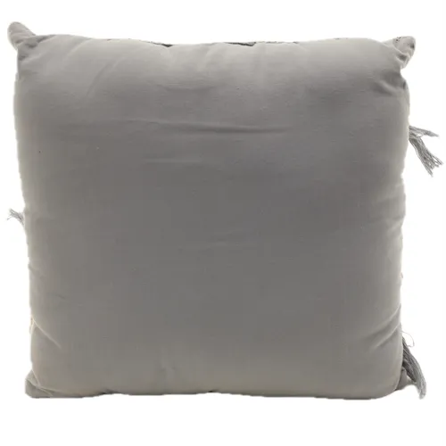 White / Cream & Grey Bohemian Fringe Throw Pillow